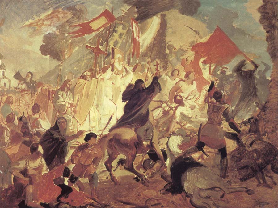 The Siege of Pskov by the troops of stephen batory,King of Poland